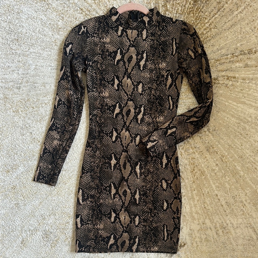 AX Paris Black and Brown Reptile Python Dress